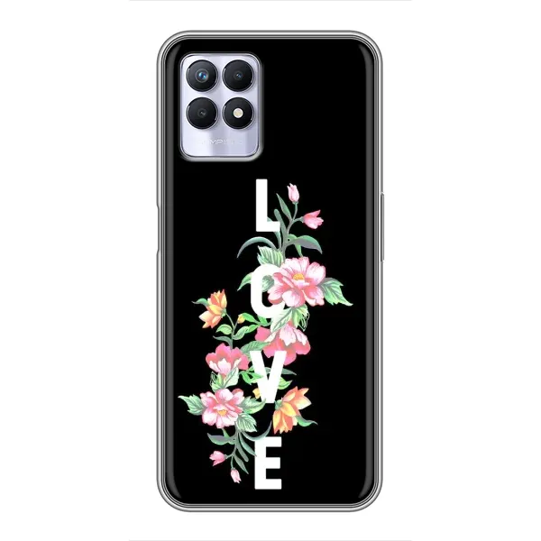 Чохол з принтом «Квіти LOVE» для Realme 8 Pro