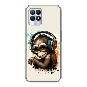 Чохол з Мавпами Realme 8 Pro - (AlphaPrint) (Макака в навушниках)