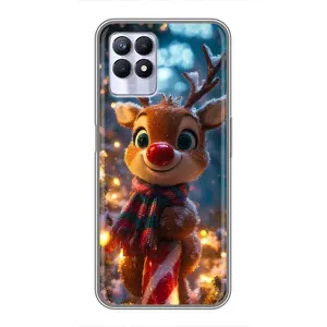 Яркий чехол для Realme 8 Pro с Зимними Оленятами (Олень с шарфом)