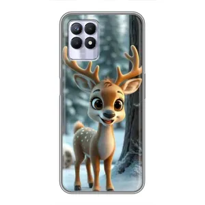 Яркий чехол для Realme 8 Pro с Зимними Оленятами (Олененок в лесу)