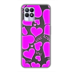 Чехлы для любимой на Реалми 8 Про (VPrint) (Pink hearts)