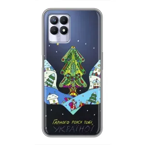 Зимні Чохли для RealMe 8 Pro - прозорий фон (Різдвяний герб)