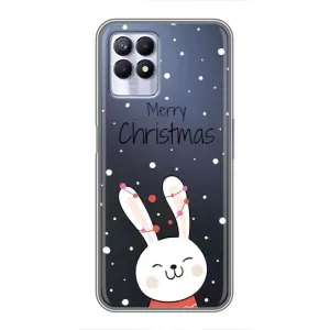 Зимні Чохли для RealMe 8 Pro - прозорий фон (Різдвяний заєць)