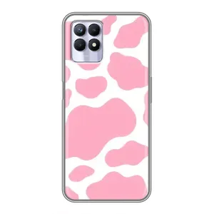 Чохол з принтом корови на RealMe 8 Pro (Рожевий принт)
