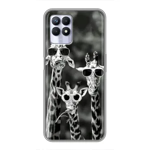 Силиконовый чехол с КАРТИНКАМИ лето для Realme 8 Pro (AlphaPrint) (Жирафы в очках)
