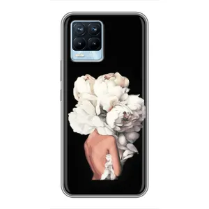 Чехлы (ART) Цветы на Realme 8 (VPrint) (Білі квіти)