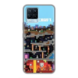 Чехол Майнкрафт на Realme 8 (AlphaPrint) Minecraft (фон Minecraft)