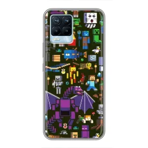 Чехол Майнкрафт на Realme 8 (AlphaPrint) Minecraft (Коллаж Майнкрафт)