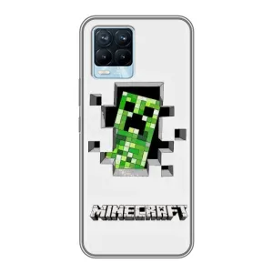 Чехол Майнкрафт на Realme 8 (AlphaPrint) Minecraft (крипер Майнкрафт)