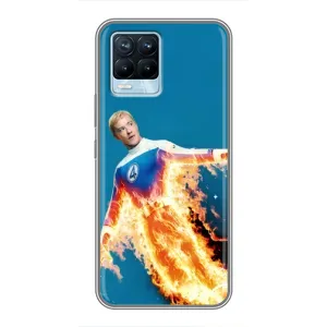 Чохол з принтом Фантастична четвірка для Realme 8 (Людина-факел у вогні)