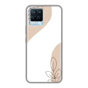 Силконовий чохол з принтом в квітах на Realme 8 (Нюдова гілочка абстракція)