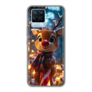 Яскравий чохол для Realme 8 з Зимові Оленята (Олень з шарфом)