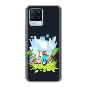 Чехол Майнкрафт на Realme 8 (AlphaPrint) Minecraft (персонажи Minecraft)