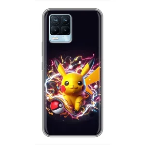Чехол с Пикачу на Realme 8 (Пикачу с мячом)