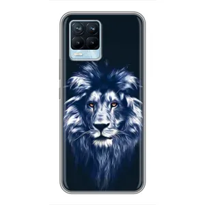 Чохол з картинкою ЛЕВ для Realme 8 (VPrint) (Синій Лев)
