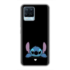 Чохол з принтом Стіч на Realme 8 (Стіч на чорному)