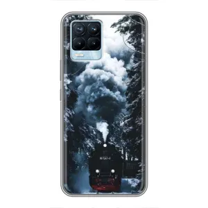 Новорічні, Святкові Чохли для Realme 8 - 2024 год (Зимовий потяг)