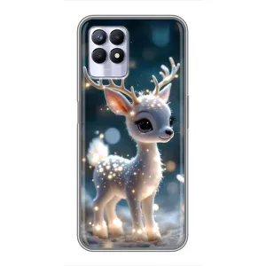 Яркий чехол для Realme 8i с Зимними Оленятами (Блестящий олененок)