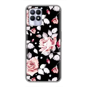 Чехлы с Цветами для Realme 8i (VPrint) (Цветочки на черном)