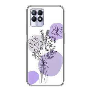 Силиконовый чехол с принтом в цветах на Realme 8i (Букет фиолетовая абстракция)