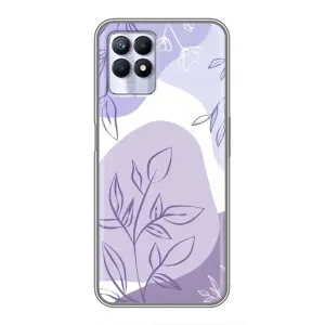 Силиконовый чехол с принтом в цветах на Realme 8i (Фиолетовые листья абстракция)