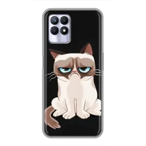 Чехол с принтом для Realme 8i (AlphaPrint) Модные коты (Грустный кот)