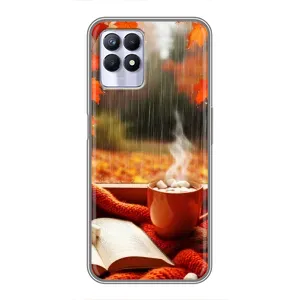 Чехол с уникальным дизайном «Осень с кофе» для Realme 8i (Кофе и дождь)
