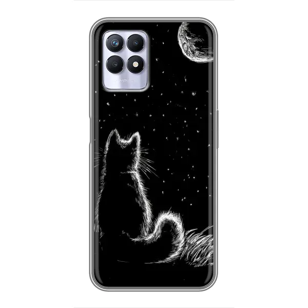 Чохол з принтом «Котик і місяць» для Realme 8i Чохол з принтом «Котик і місяць» для Realme 8i