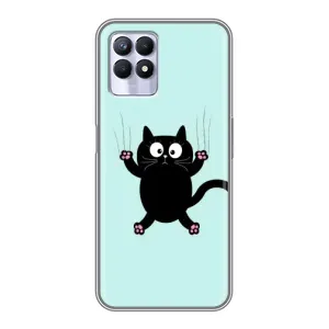 Чехол с принтом для Realme 8i (AlphaPrint) Модные коты (Падающий кот)