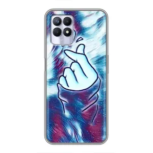 Чехол с принтом для Realme 8i (AlphaPrint - Знак сердечка) (Радужное сердце)