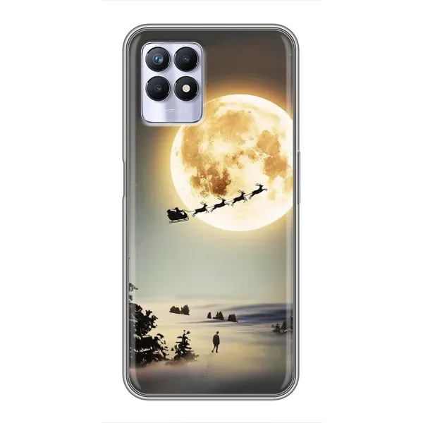 Чехол с принтом «Санта на луне» для Realme 8i Чехол с принтом «Санта на луне» для Realme 8i