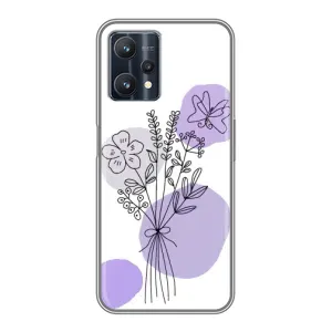 Силконовий чохол з принтом в квітах на Realme 9 Pro Plus (Букет фіолетова абстракція)