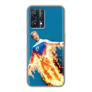 Чехол с принтом Фантастическая четверка для Realme 9 Pro Plus (Человек-факел в огне)