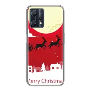 Рождественские Чехлы для Realme 9 Pro Plus (VPrint) (Санта с оленями)