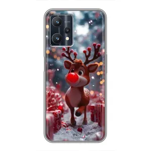Яркий чехол для Realme 9 Pro с Зимними Оленятами (Олень среди подарков)