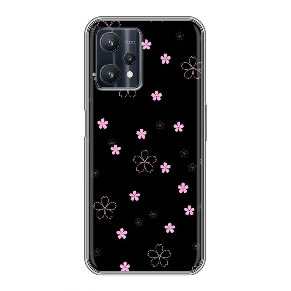 Чохол з принтом «Рожеві квіти на чорному» для Realme 9 Pro