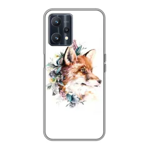 Чехлы с картинкой Лисички для Realme 9 (VPrint) (Лисичка в цветочках)