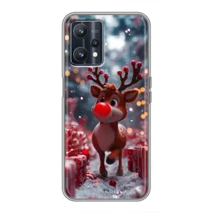 Яркий чехол для Realme 9 с Зимними Оленятами (Олень среди подарков)