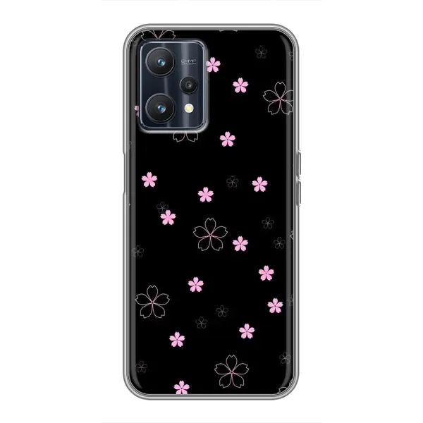 Чехол с принтом «Розовые цветы на черном» для Realme 9