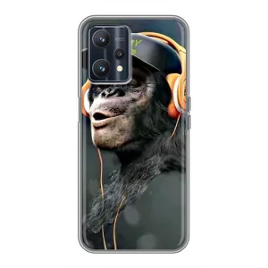 Чехол с Обезьянами Realme 9 - (AlphaPrint) (В наушниках)