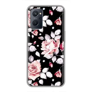 Чехлы с Цветами для Realme 9i (VPrint) (Цветочки на черном)