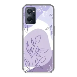 Силиконовый чехол с принтом в цветах на Realme 9i (Фиолетовые листья абстракция)
