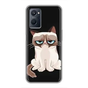 Чехол с принтом для Realme 9i (AlphaPrint) Модные коты (Грустный кот)