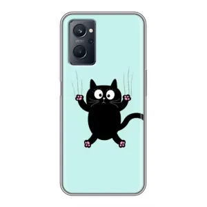 Чехол с принтом для Realme 9i (AlphaPrint) Модные коты (Падающий кот)