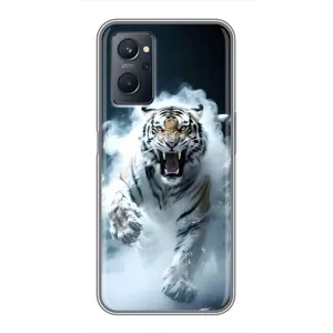 Чехол с картинкой «Хищники» для Realme 9i (Белый тигр в дыму)
