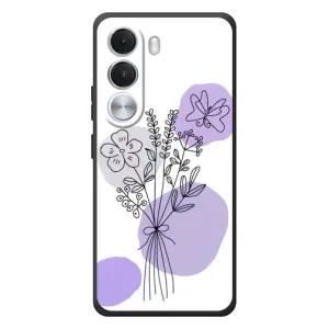 Силиконовый чехол с принтом в цветах на Realme C100i (Букет фиолетовая абстракция)