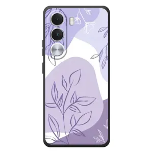 Силиконовый чехол с принтом в цветах на Realme C100i (Фиолетовые листья абстракция)