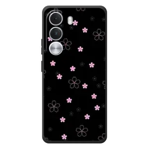 Чохол з розовим принтом для Realme C100i (Рожеві квіти на чорному)