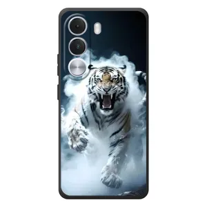 Чохол з картинкою 'Хижаки' для Realme C100i (Білий тигр у диму)