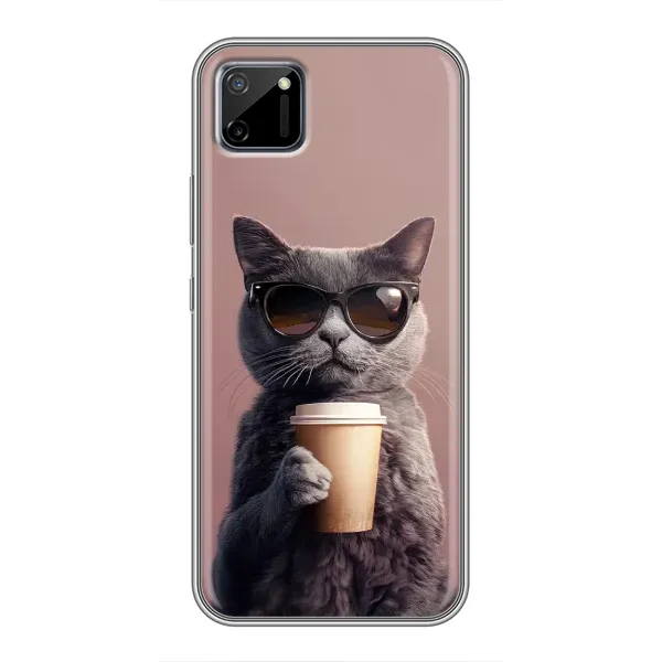 Чехол с принтом «Кот с кофе» для Realme C11